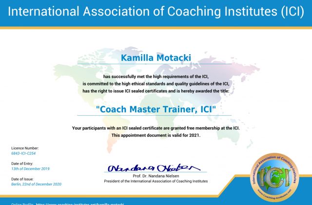 Kamilla Motacki ICI Master Trainer Appointment Document 1