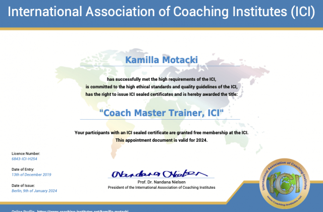 Kamilla Motacki IN Master Trainer Appointment Document